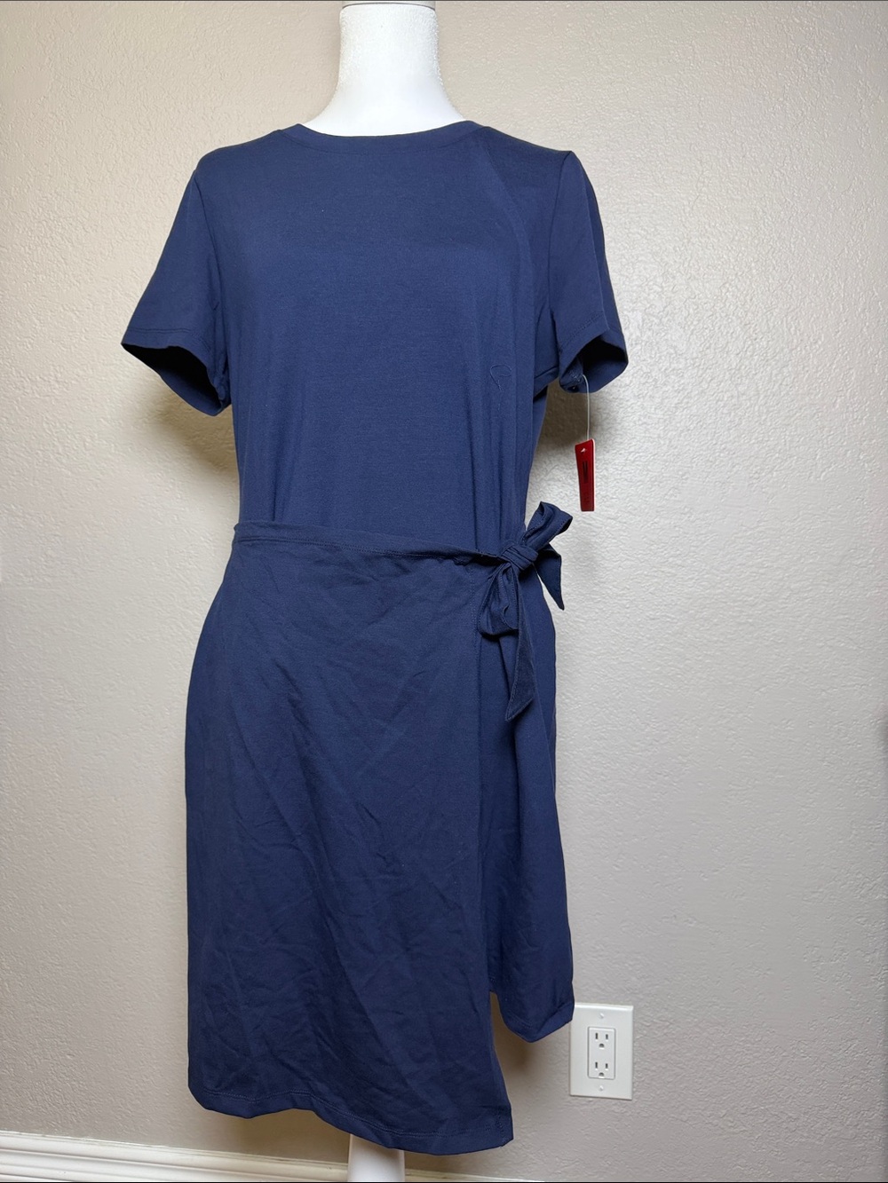Threads 4 Thought Navy Blue Short Sleeve Tie-Waist Mini Dress